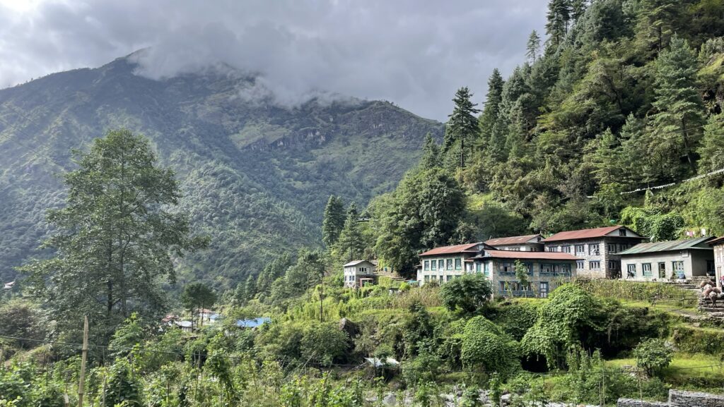 Mountain village on the way to Lukla in Nepal.