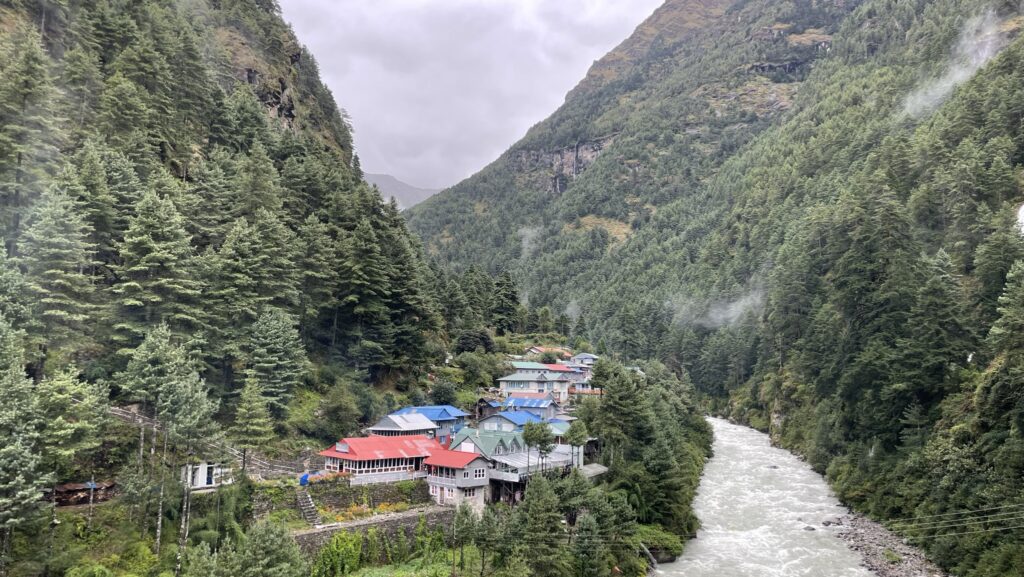 Mountain villages on the way from Lukla on Three Passes Trek